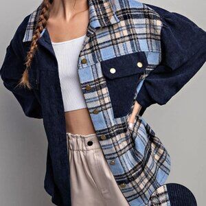 EESOME PLAID SHACKET NWT SMALL OR MED